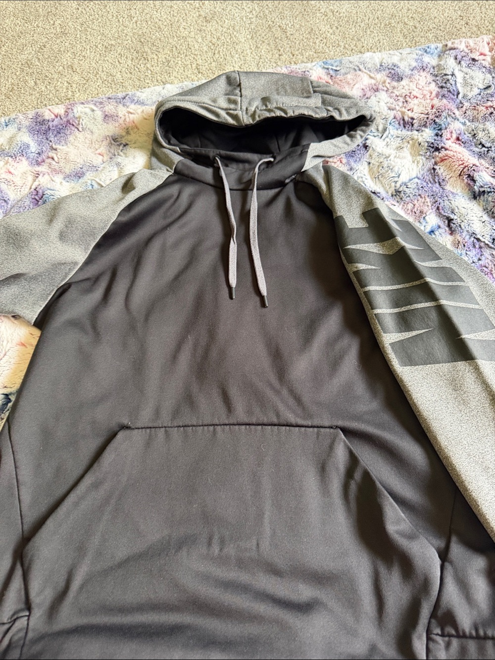 Nike Black Pullover Hoodie with Gray Raglan Sleeves